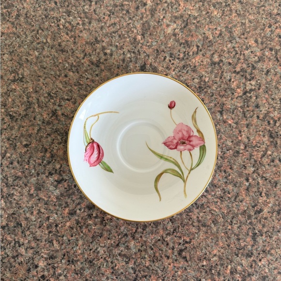 Vintage Rosenthal Germany Porcelain Tea Cup, Saucer, & Dessert Plate Pink Flower - Picture 6 of 10